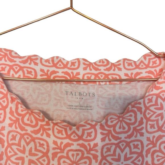 Talbots scalloped neck Cotton Short Sleeved Top Size large - Picture 2 of 6